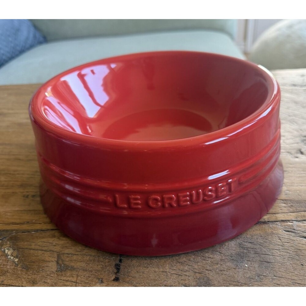 Le Creuset Stoneware Large Feeding Bowl Pet Collection 23 cm 800 ml Cerise NEW